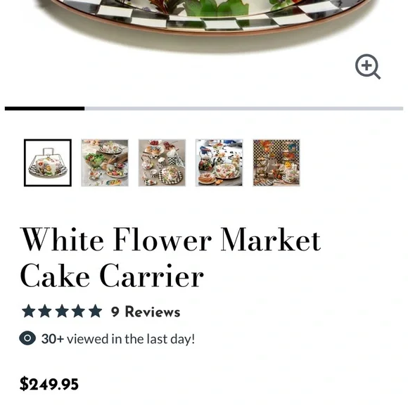 Mackenzie-Childs White Flower Market Cake Carrier NEW - Picture 7 of 7